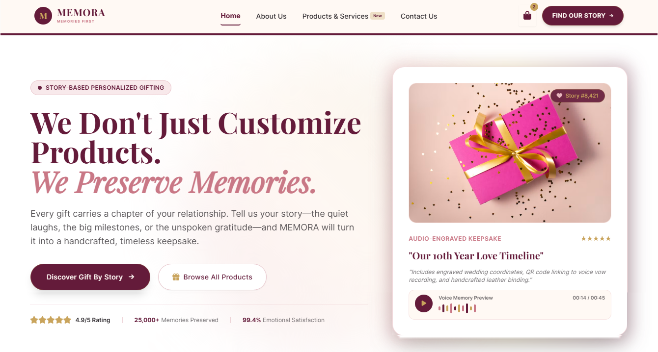 Memora Homepage Card